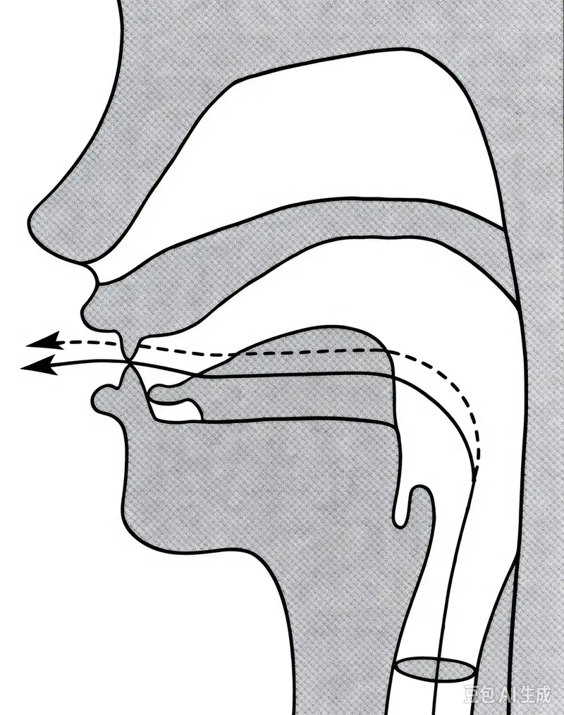 Xī (xi) mouth shape — lips stretched sideways in a grin